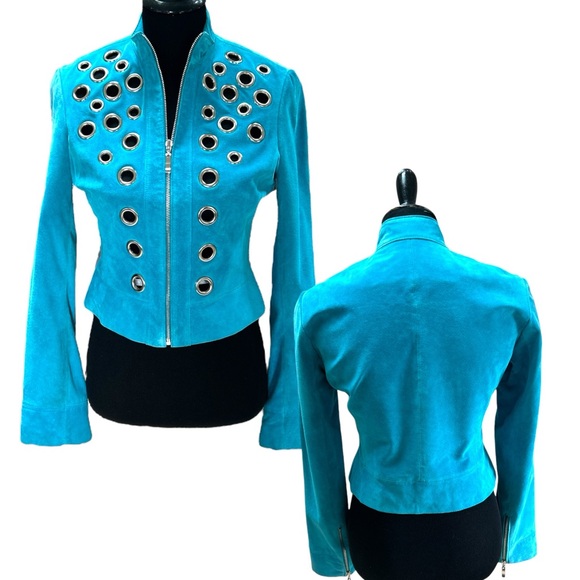 Cache Jackets & Blazers - Rare find! Vintage 90s. New with Tags!Cache turquoise suede jacket. Size 2